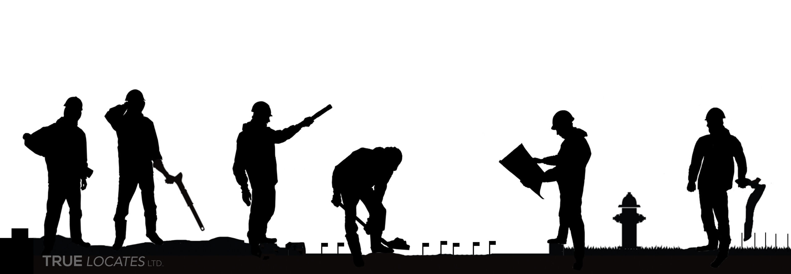 A silhouette of Utility Locators at work.